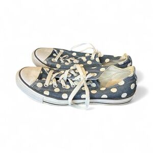 Converse Blue and Cream Polka Dot Sneakers